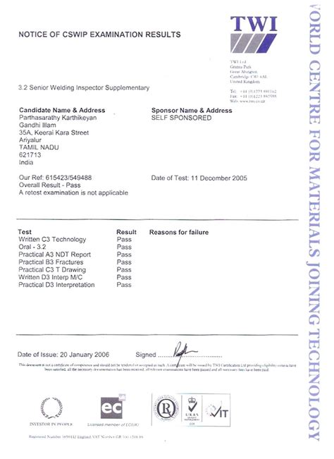 cswip 3.2 result